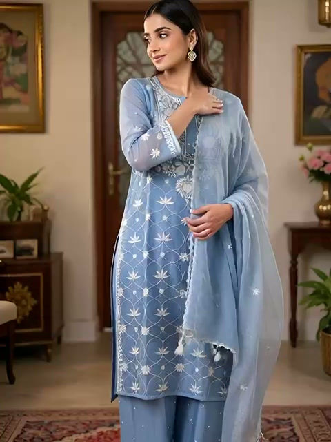 Thumbnail: Silk Pearl 3-Piece Set Powder Blue