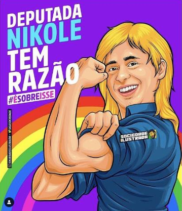 Imagem: Meme que circulou nas redes sociais reverberando o pronunciamento do deputado federal Nikolas Ferreira (PL).