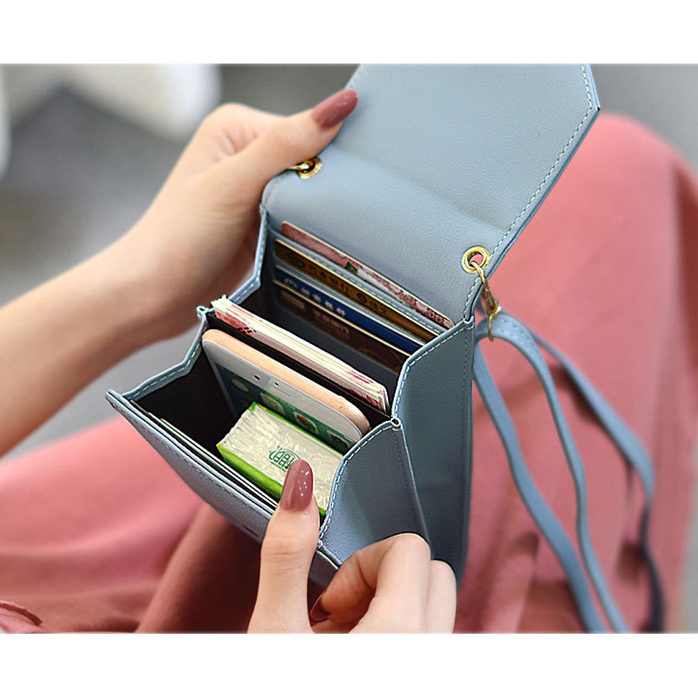 Thumbnail: Small Crossbody Leather Bag-Blue
