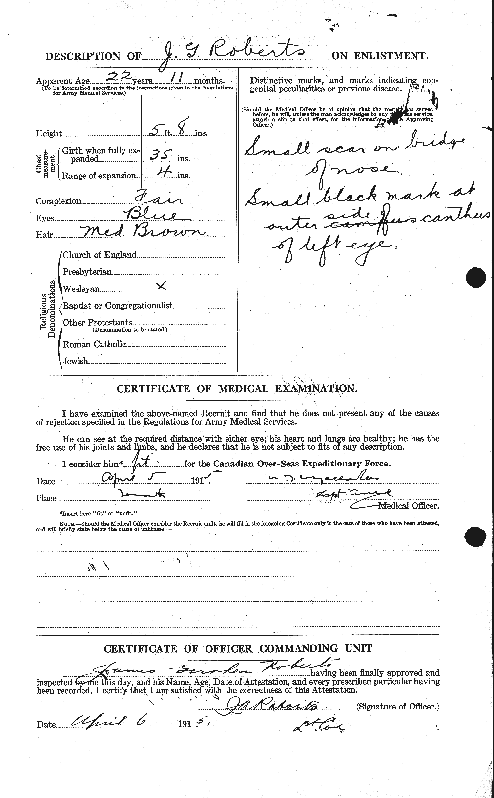 Roberts, James Gershom 1071 Attestation Papers Pg2