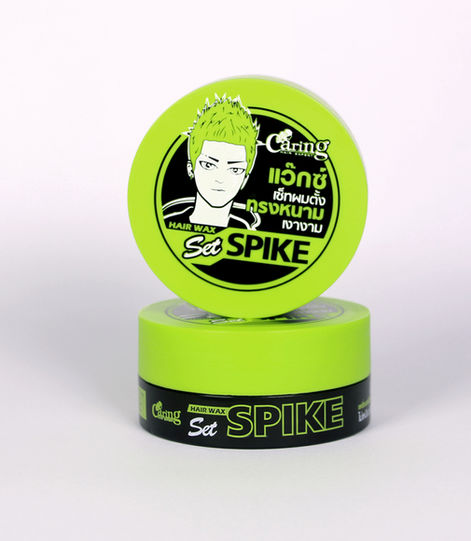 Caring Hair Wax Spike 75ml for shiny spiky hair all-day hold water-resistant, green tin | แคริ่ง แฮร์แว๊กซ์ สไปค์ 75ml ทรงหนามเงางามจับทั้งวันกันน้ำ ตลับเขียว