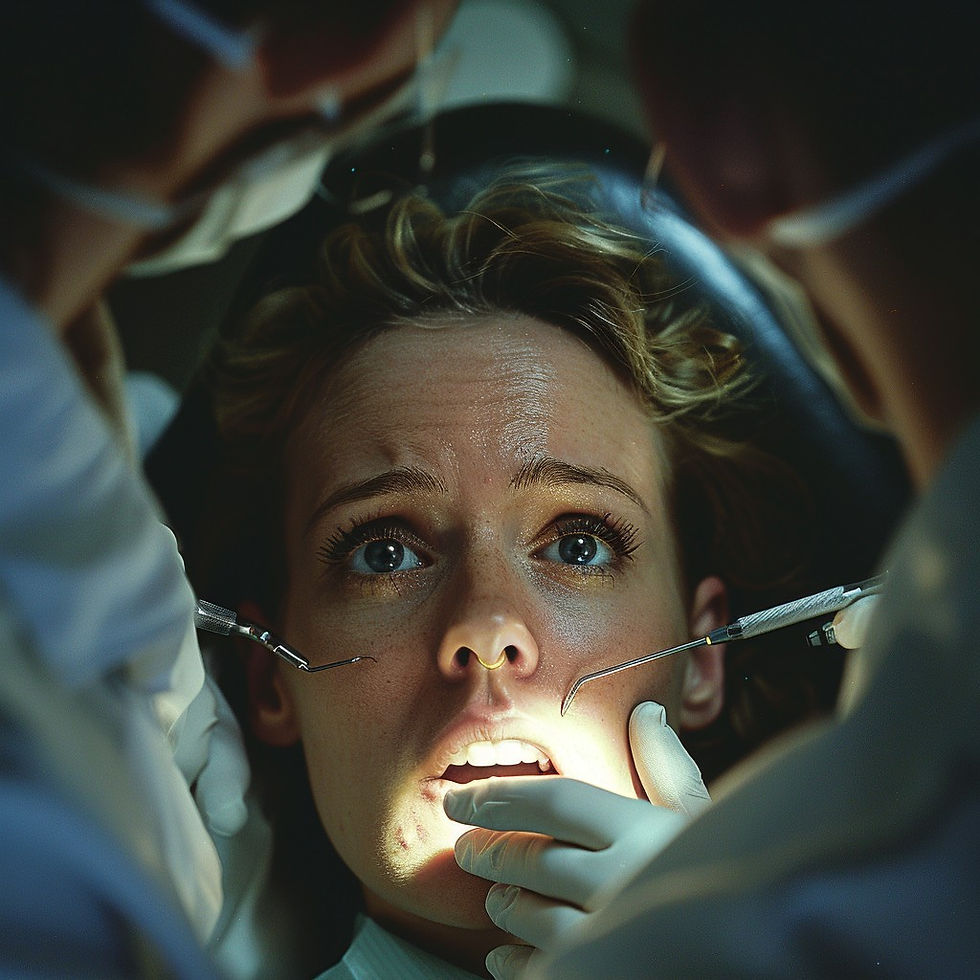 Close-up view of a dental surgical tool on a sterile tray