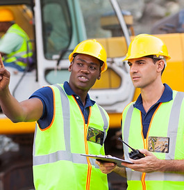 Workers discuss safety