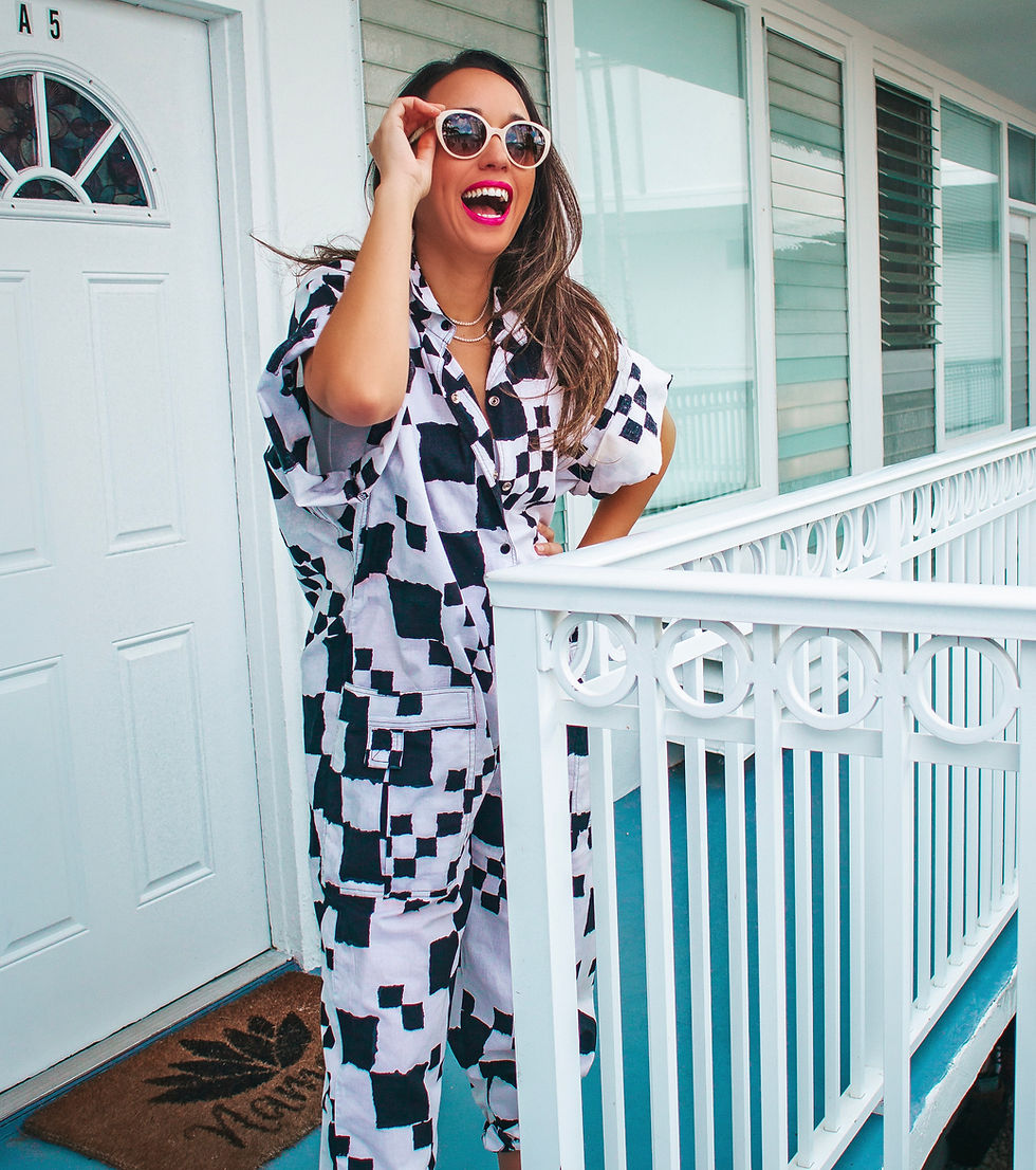 Thumbnail: Vintage Gideon Oberson Black & White Jumpsuit