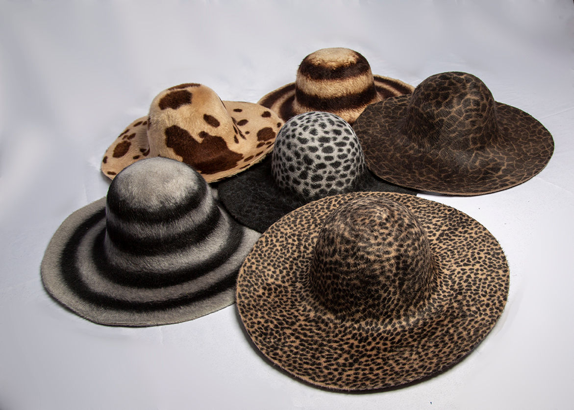 Animal Printed Long Hair Felt Capelines