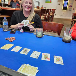 Citrus Valley Poker League Women Showcasing her Cards Orlando, FL