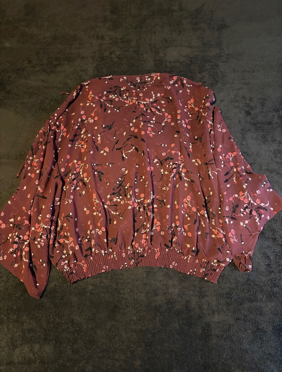 Thumbnail: Express Burgundy Floral Sun Shirt