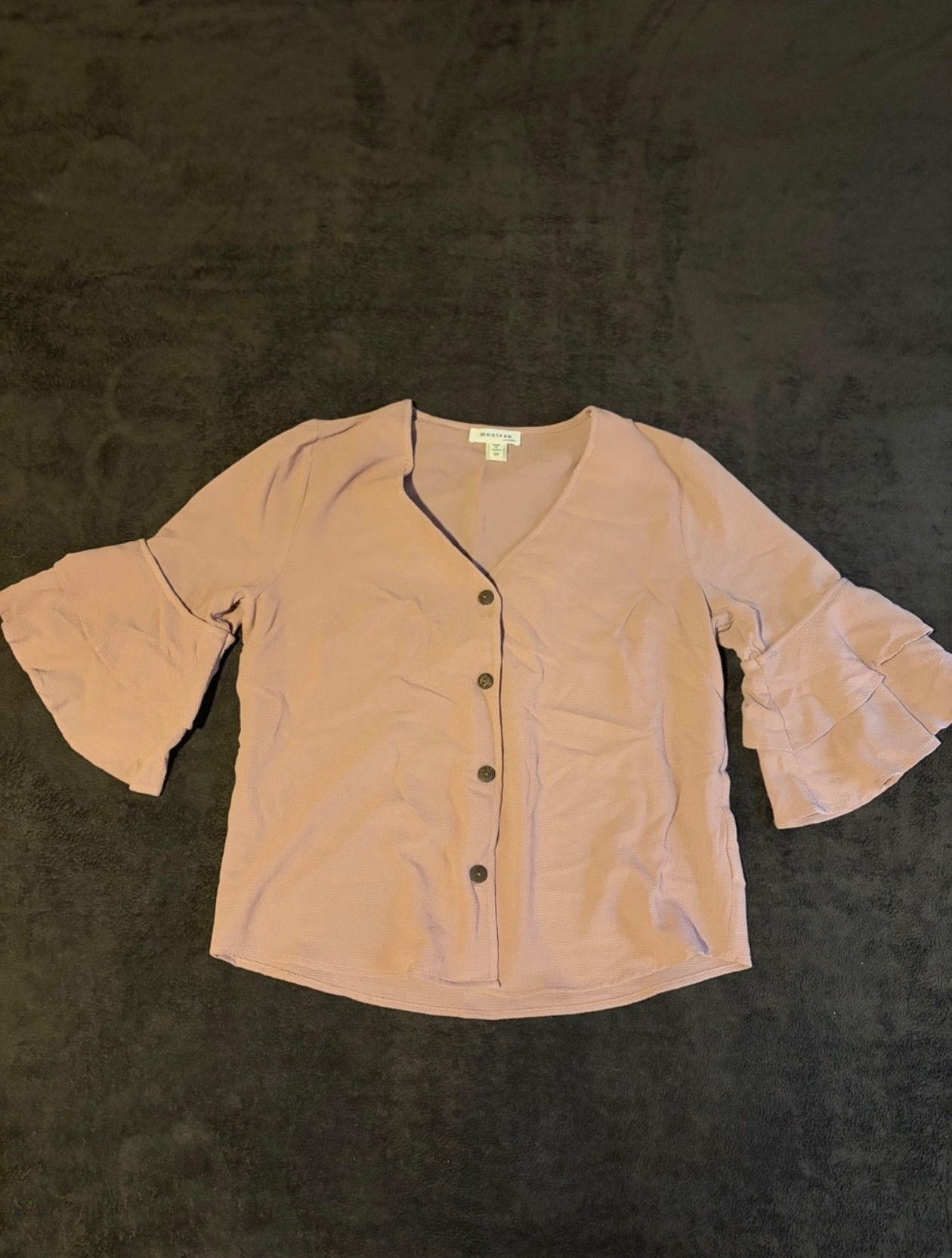 Monteau Los Angeles Light Rose Ruffle Blouse