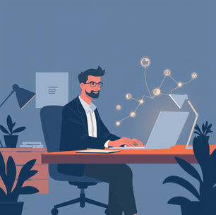 Man sitting at a desk using agentic ai