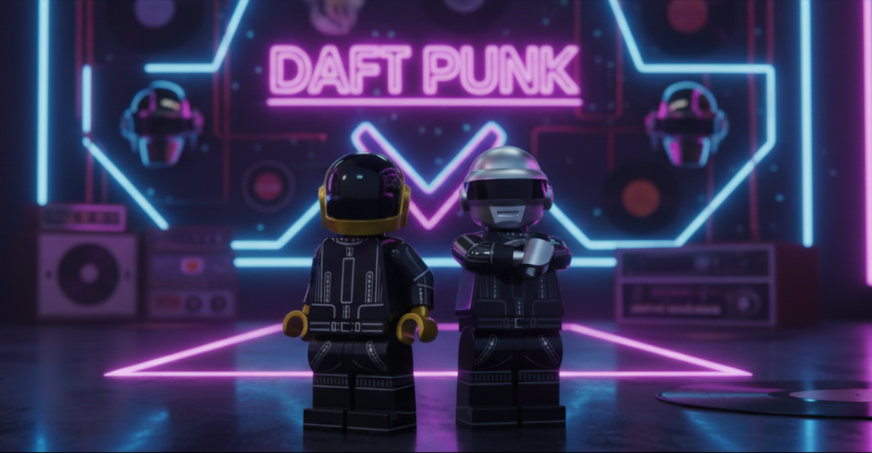 Daft Punk LEGO-style minifigures pictured in an earlier digital collaboration