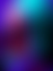 Neon-lit woman with turquoise bob adjusts black sunglasses against a purple background.