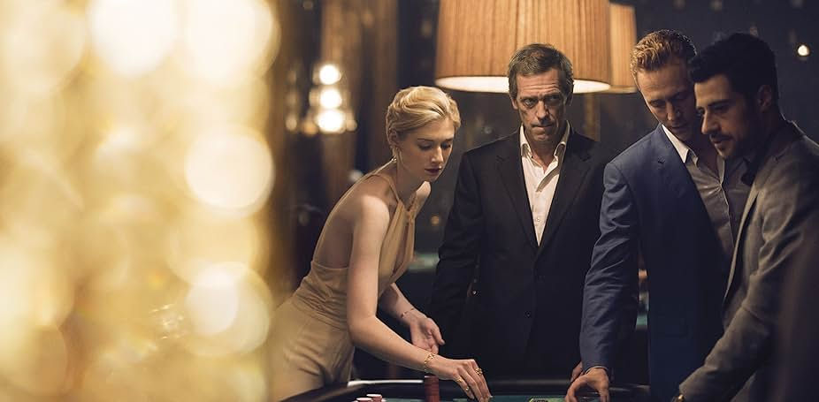 The protagonists of 'The Night Manager' gamble in a fancy venue.