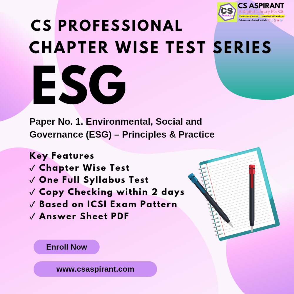 ESG Chapter Wise Test Series - CS PROFESSIONAL (New Syllabus)
