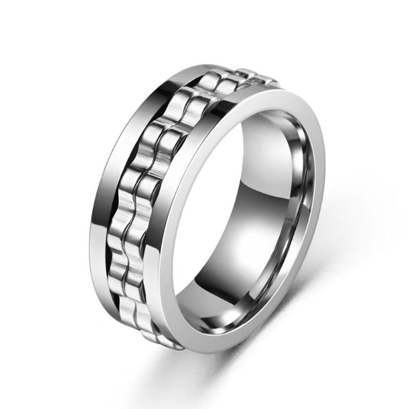 Thumbnail: Stainless Steel Spinner Fidget Ring for Men