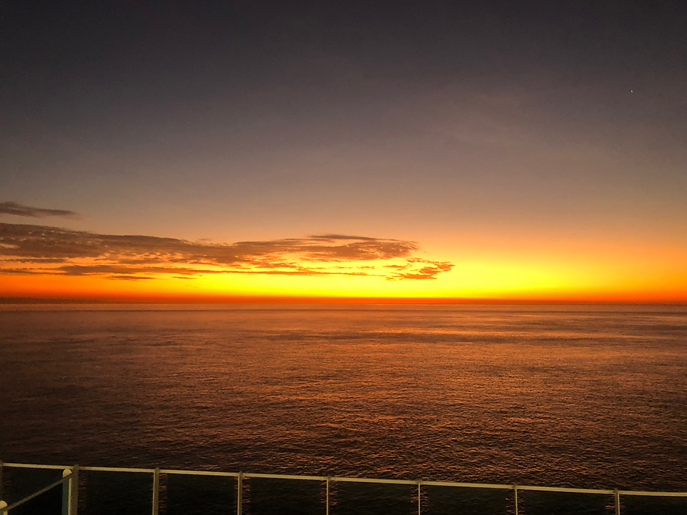 Sunset over the Indian Ocean near Cable Beach, viewed from a cruise ship off the coast of Minyirr, Western Australia—photographed by Vega Mare during her seafaring years.