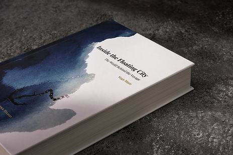 Hardcover copy of Inside the Floating City showing book thickness