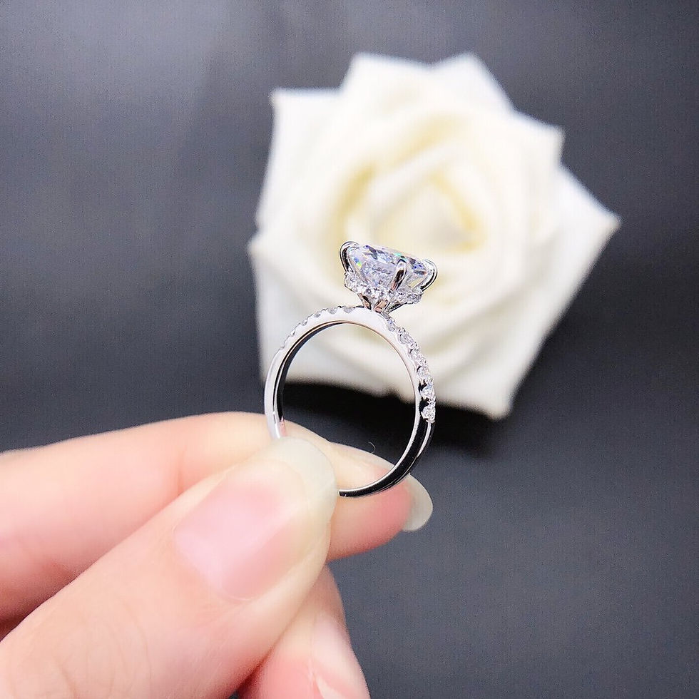 Thumbnail: 925 Silver Gold Plated 1/2/2.5/3/4/5ct Oval Cut D VVS Moissanite Diamond Ring