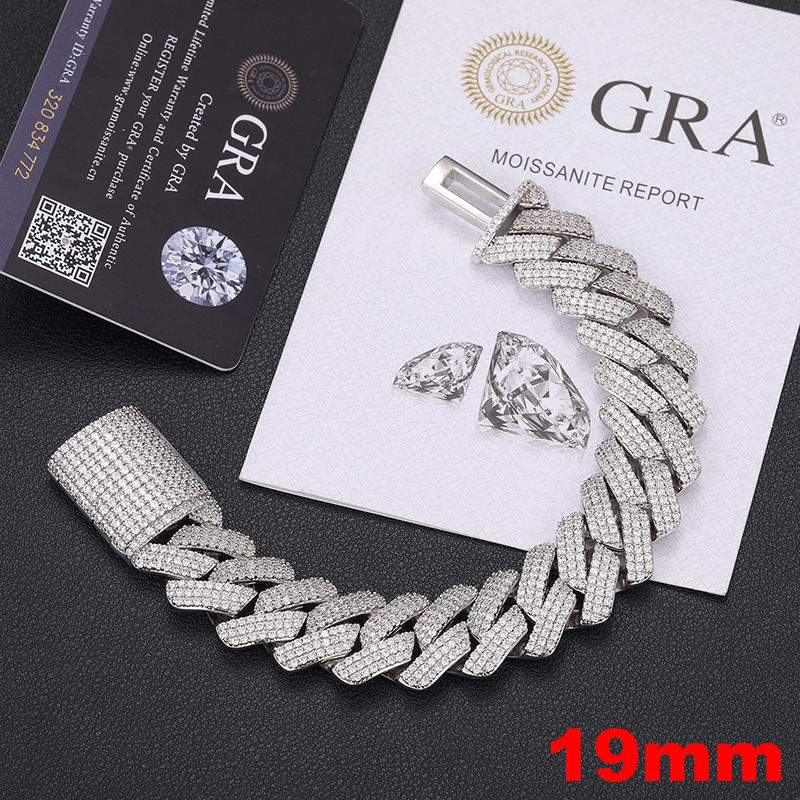 Thumbnail: 925 Sterling Silver VVS Moissanite Cuban Link Anklet Bangle Bracelet