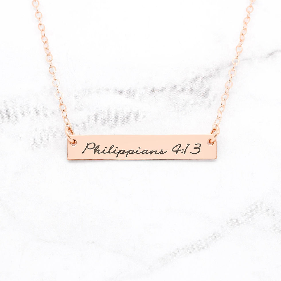 Thumbnail: Philippians 4:13 Necklace - Gold Bar Necklace