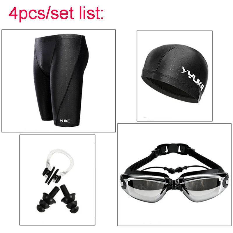 Thumbnail: Men Swim Shorts Waterproof Goggles & Ear-plug Cap