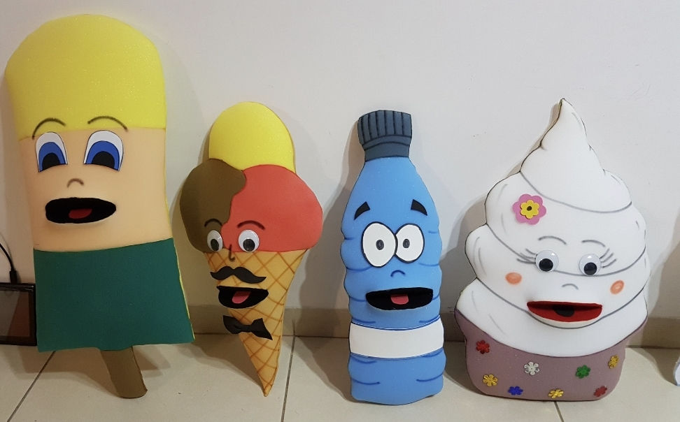 סט 4 בובות מדברות מספוג - גלידות ומשקאות