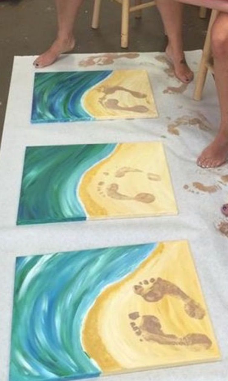 Ocean footprint paint night