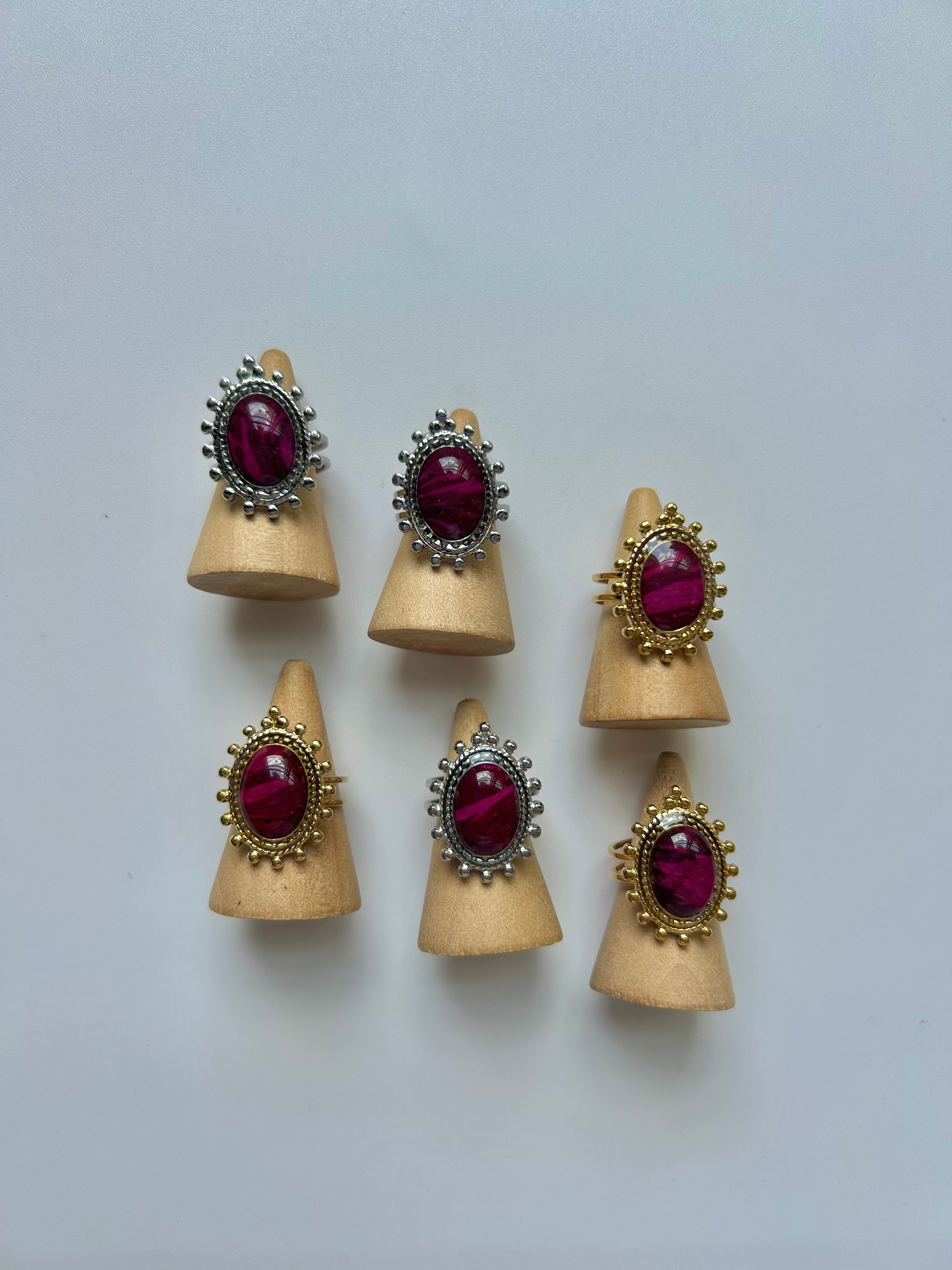 Anillo marco estampado bicolor