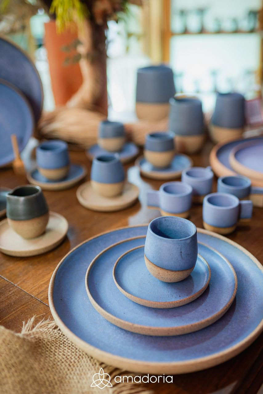 Miniatura: Copo de café expresso Azul céu com Pires