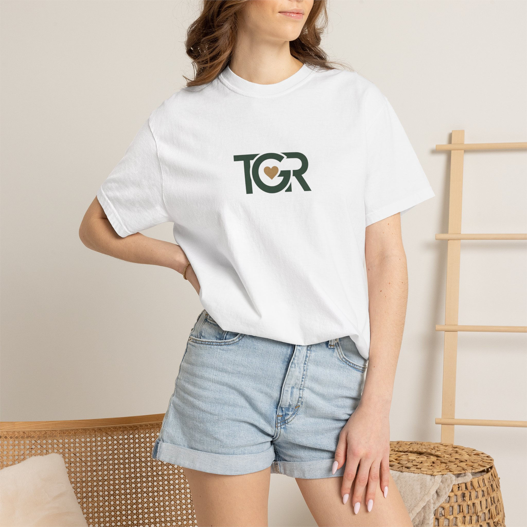 TGR Logo Heart T-Shirt | "A Joyful Heart is Good Medicine" Script Back