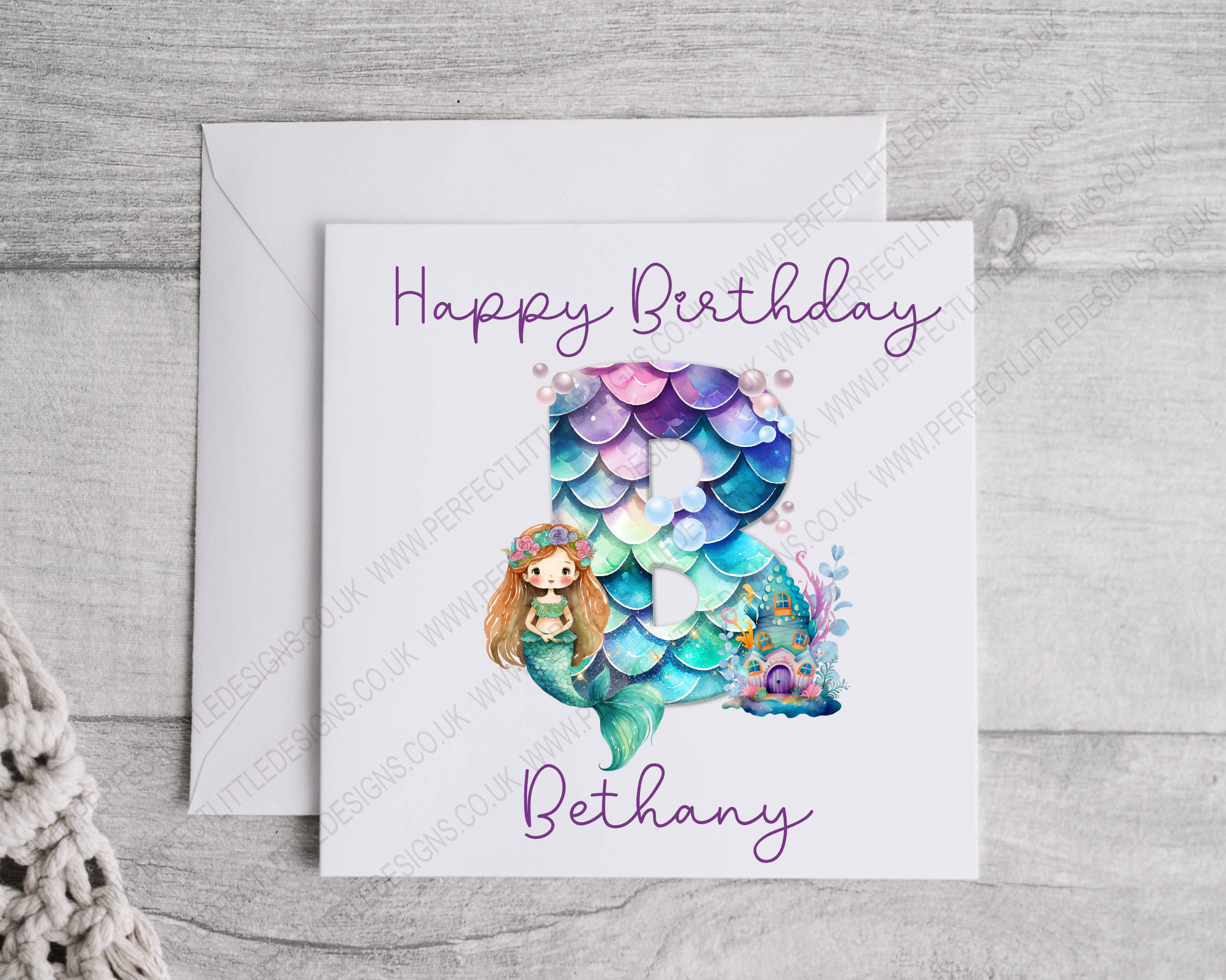 Personalised Mermaid Initial Card