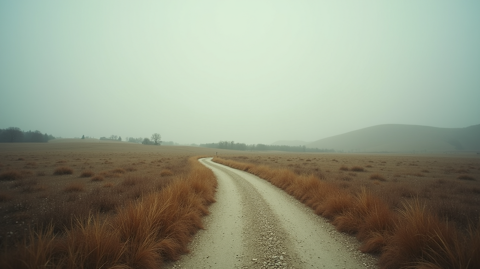 Eye-level view of a serene landscape with a winding path