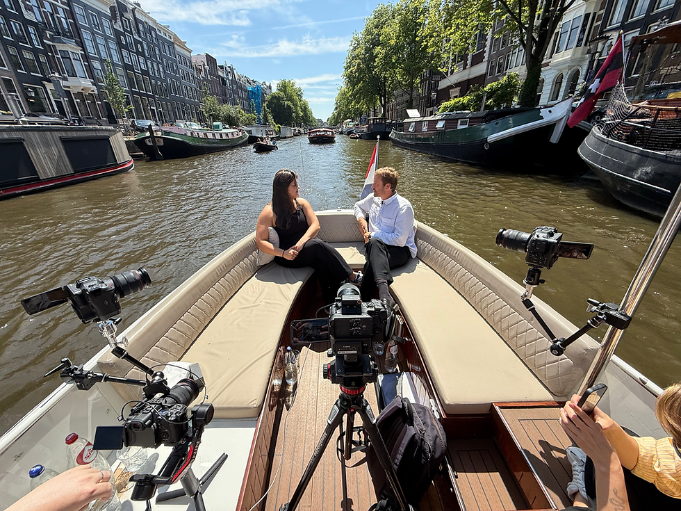 Behind the scenes of podcast in Amsterdam across the canals with Big Orange Media | Pure Boats Amsterdam in Summer 2025