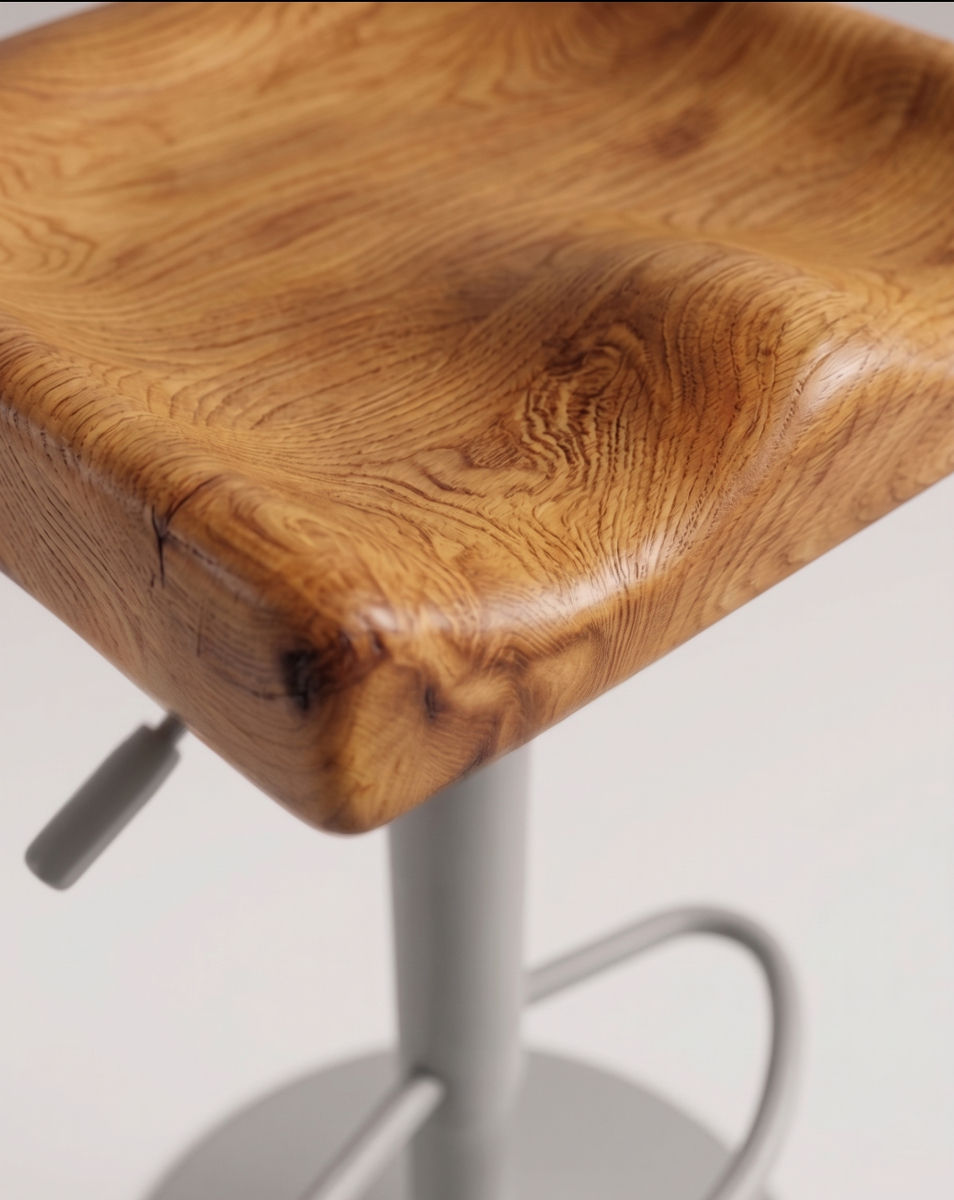 Barhocker Holz Eiche Massivholz, Barvour Barhocker, Nahaufnahme