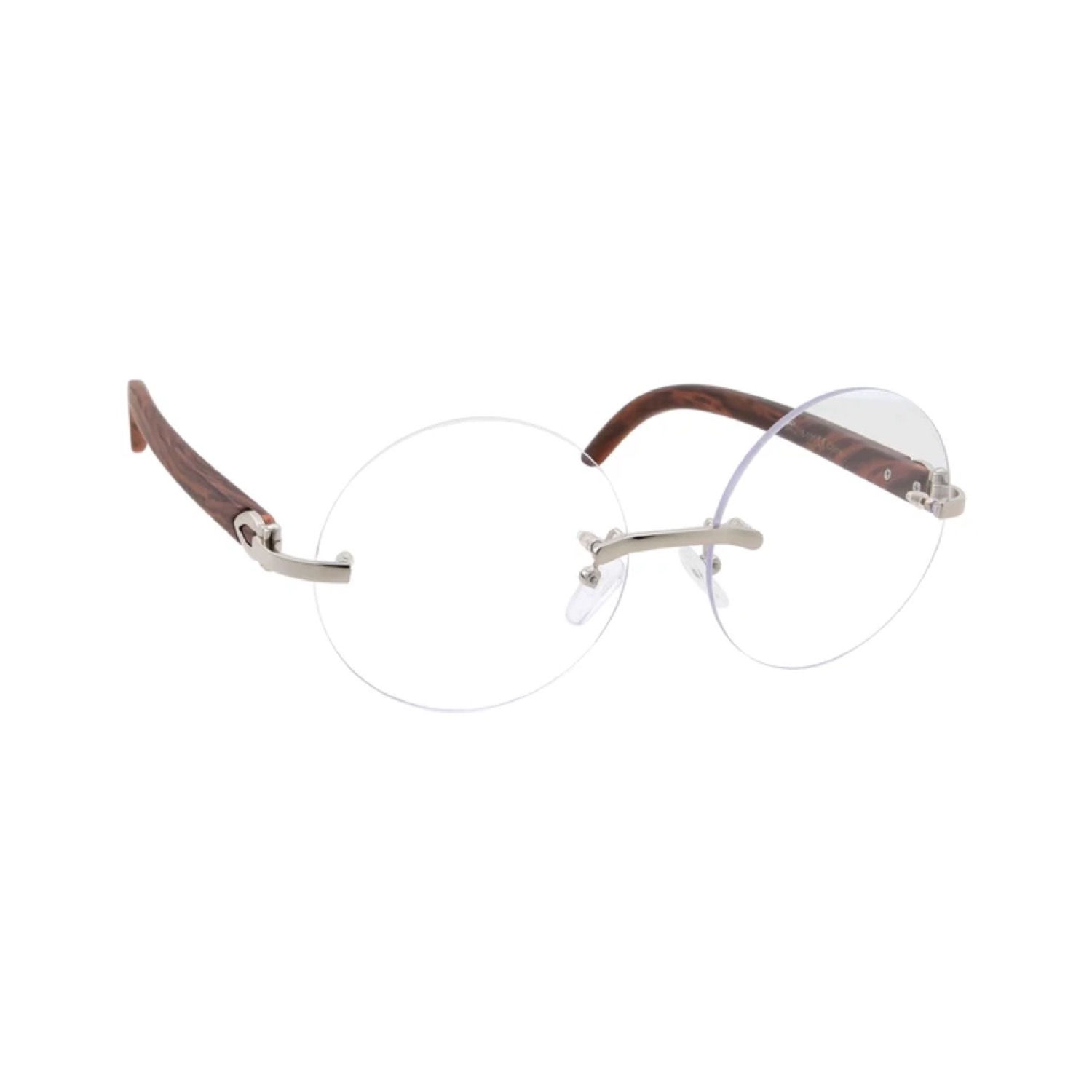 Wood Pattern Rimless Round Clear