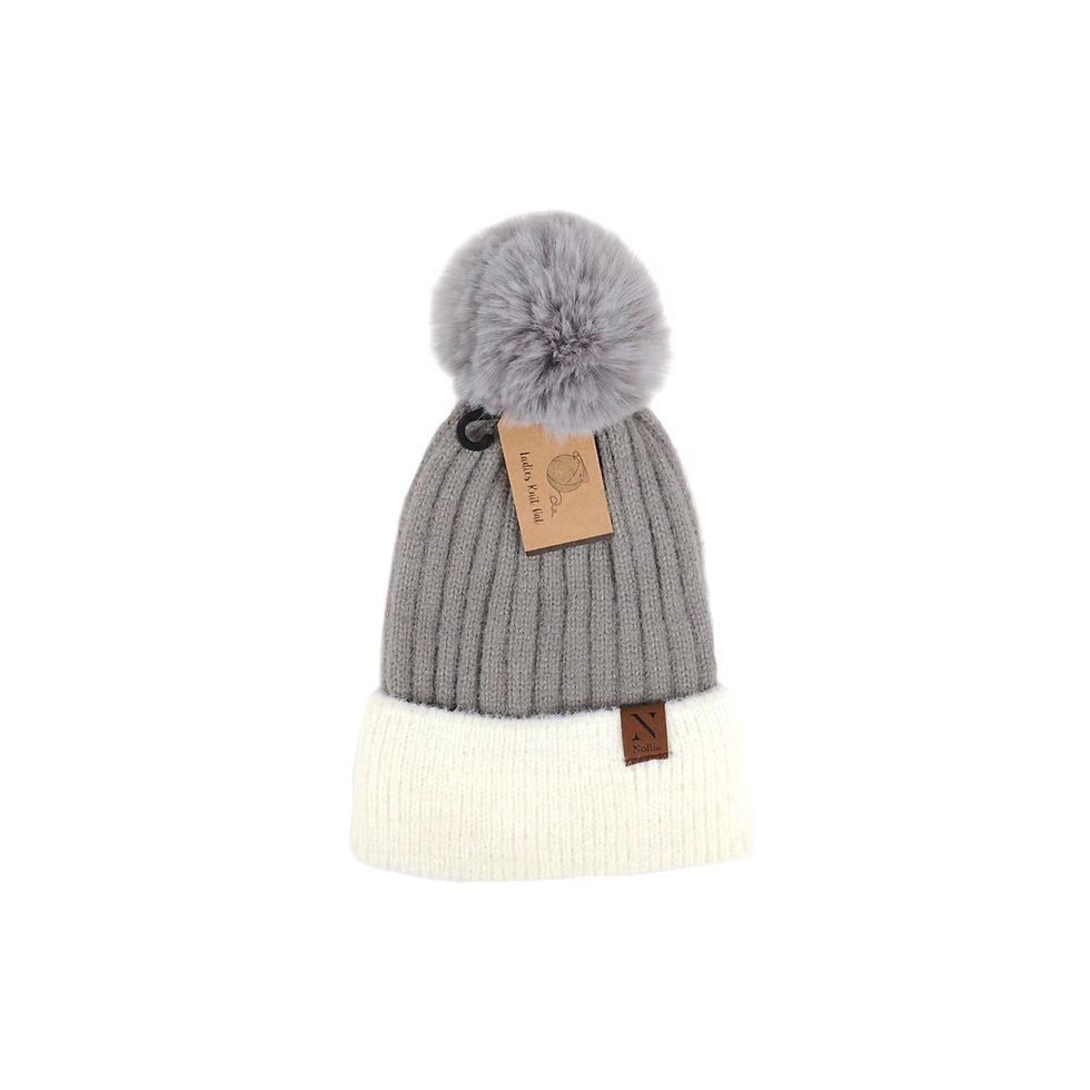 Thumbnail: Two-Toned Knitted Winter Hat 
