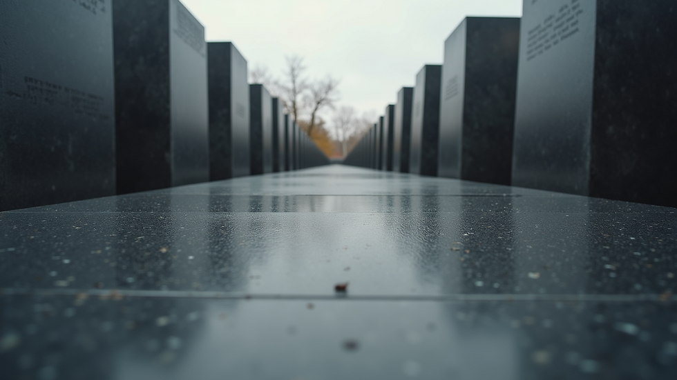 Eye-level view of a memorial dedicated to Holocaust victims