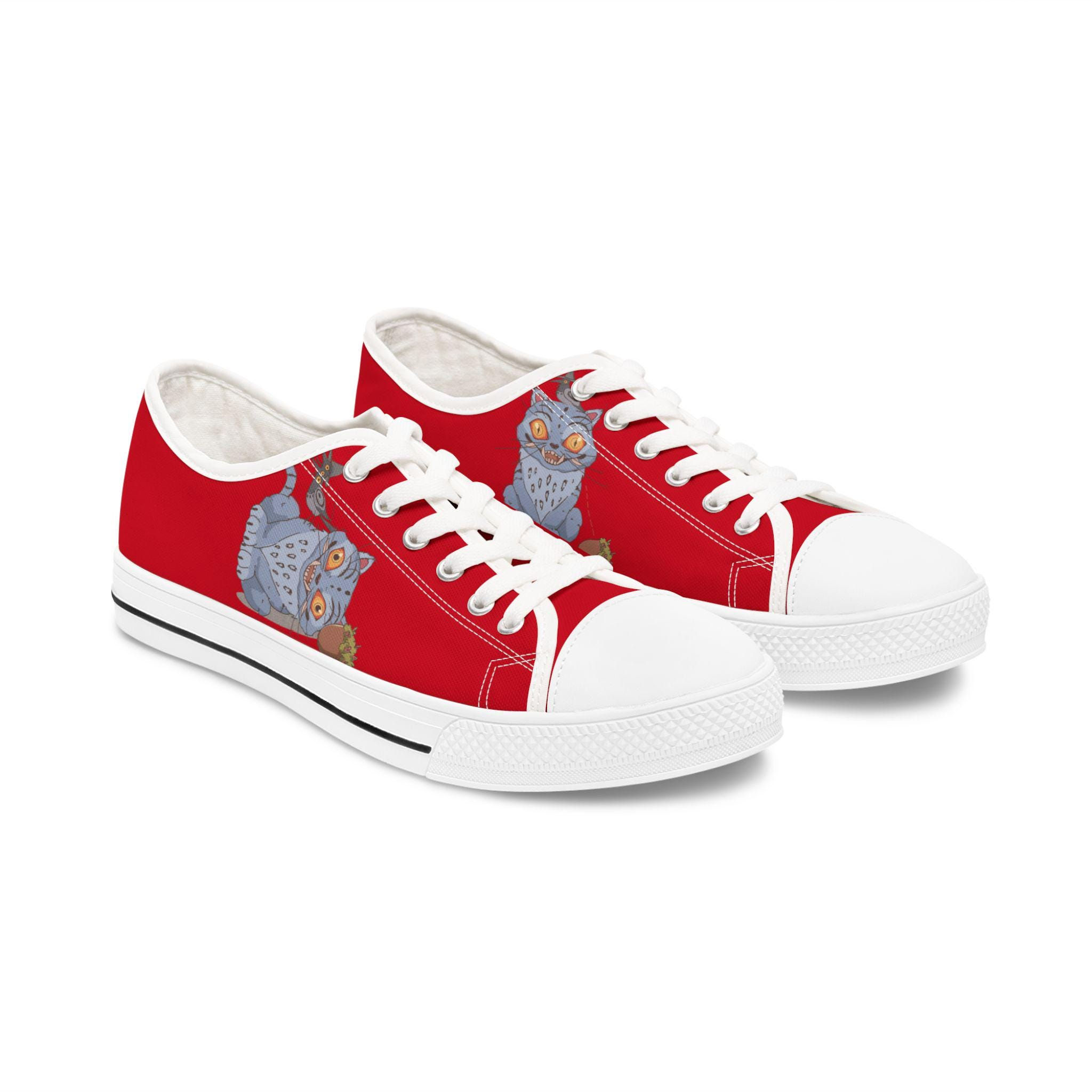 Kpop Tiger Sneakers, Demon Hunter Red Low Tops, Tiger Guardian Women's Sneakers