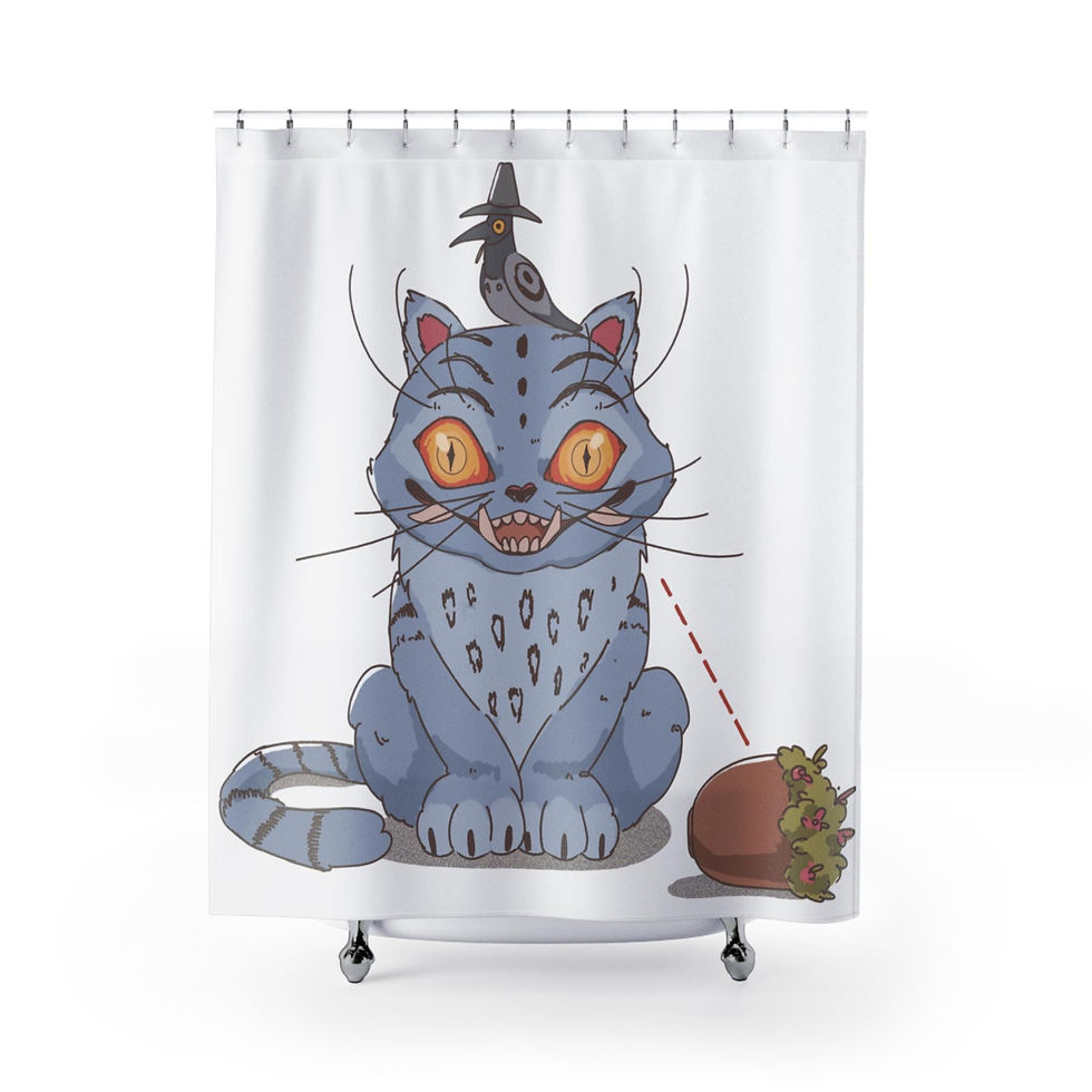 Kpop Demon Hunter Inspired Derpy Guardian Tiger Shower Curtains, Bathroom Decor