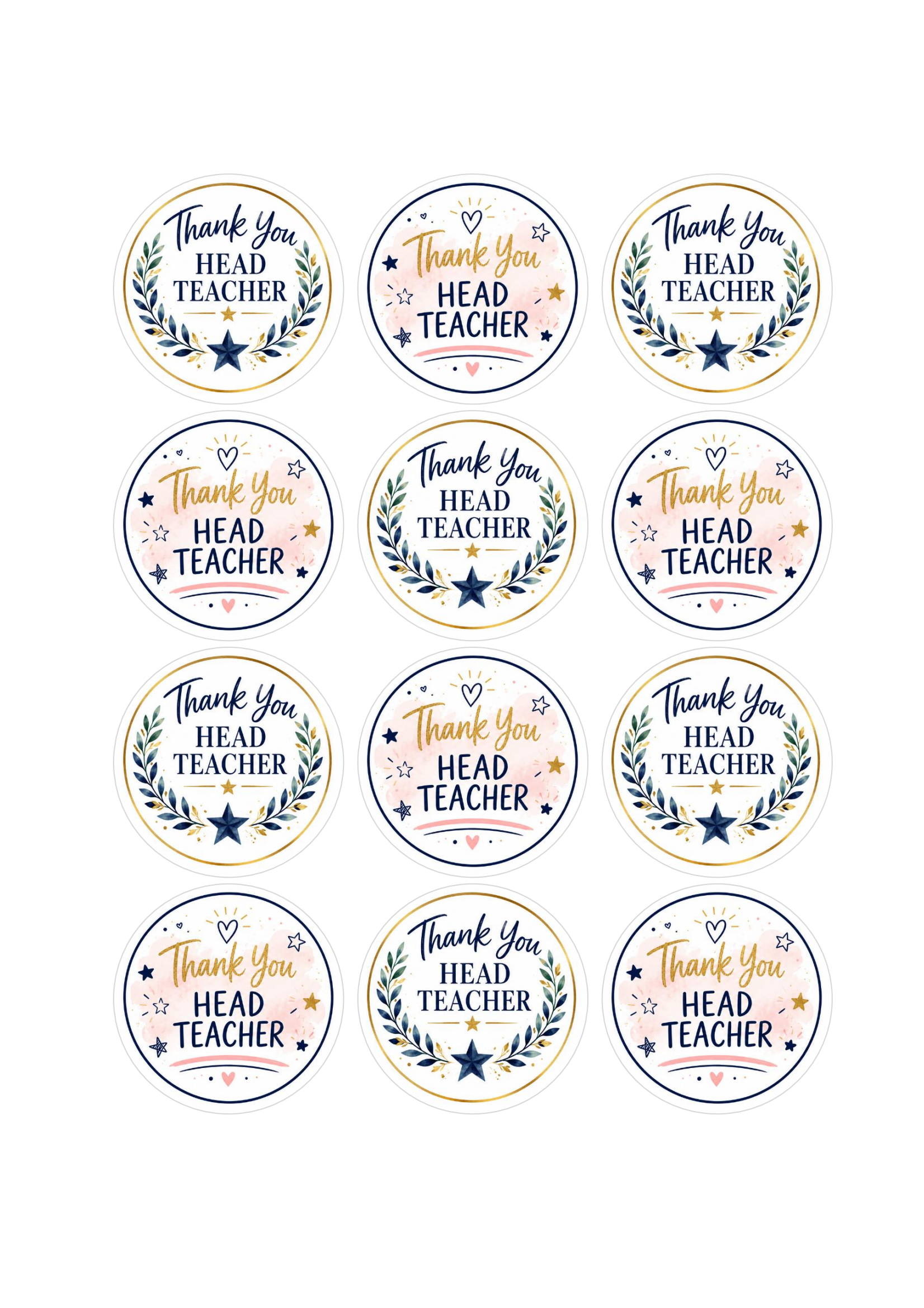 Head Teacher Thank You Edible Cupcake Toppers