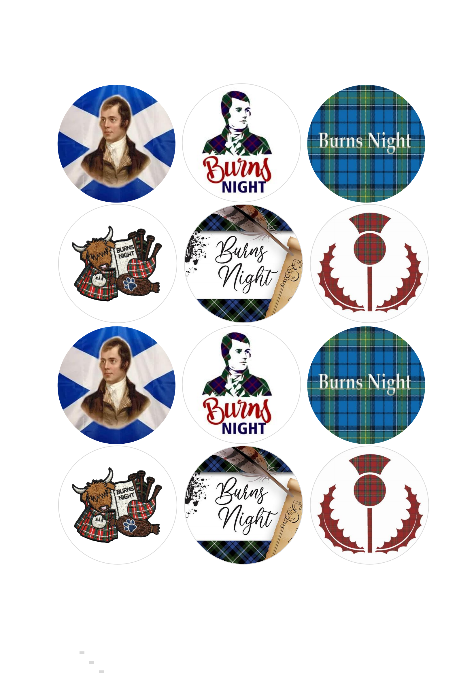 Burns Night themed Edible Cupcake Toppers