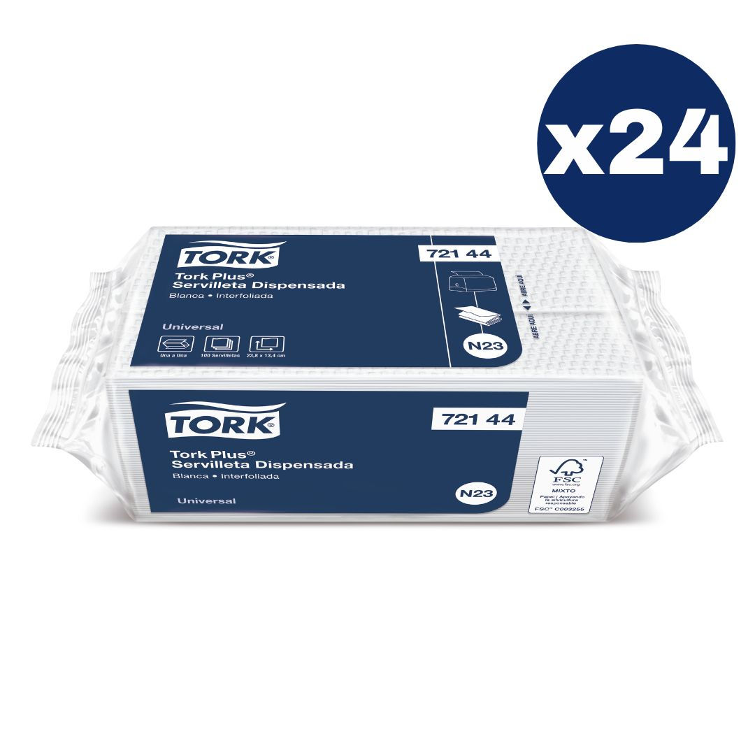 Servilleta Plus Tork Hoja Simple Blanca 24 paq x 100un