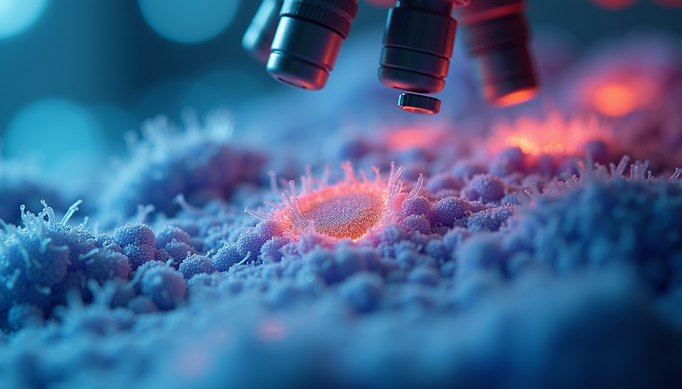 Researchers examining cartilage sample