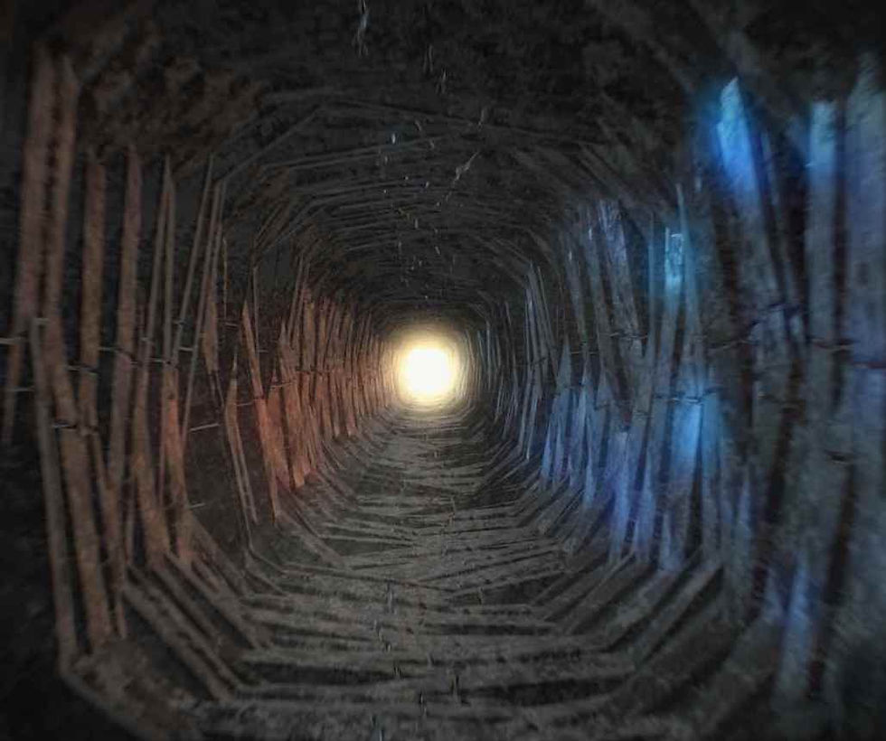 Long tunnel with light at the end showing that fight and flight creates tunnel vision
