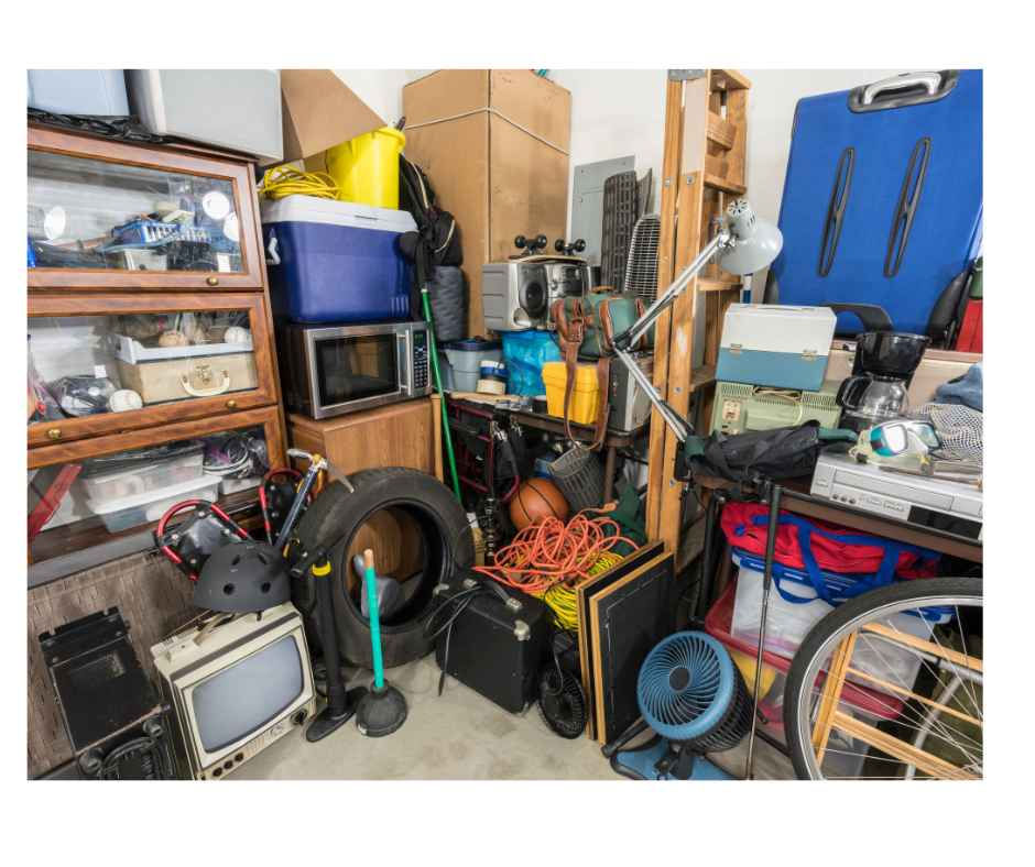 Cluttered garage that needs to be cleared out