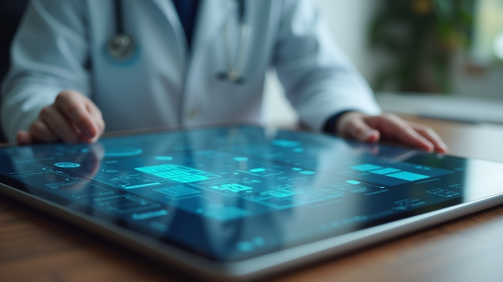 Close-up view of a digital tablet displaying a telemedicine app interface