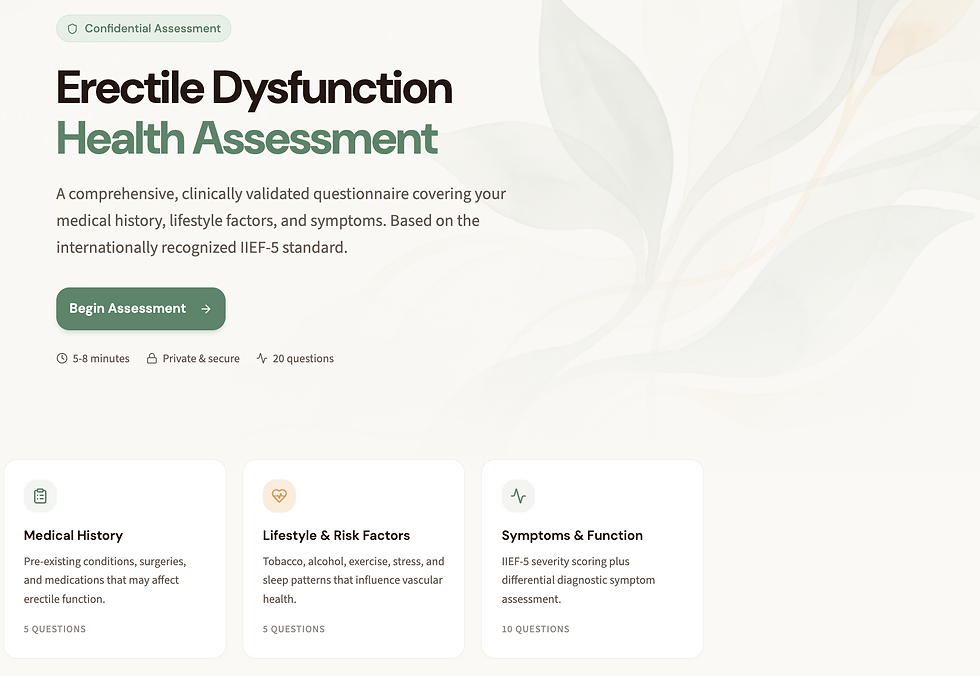 Unlock your potential: Test yourself with my new Erectile Dysfunction Health Assessment Questionaire