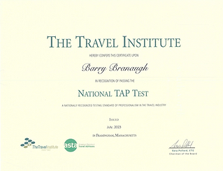 Successful completion of the Travel Agent Proficiency Test
