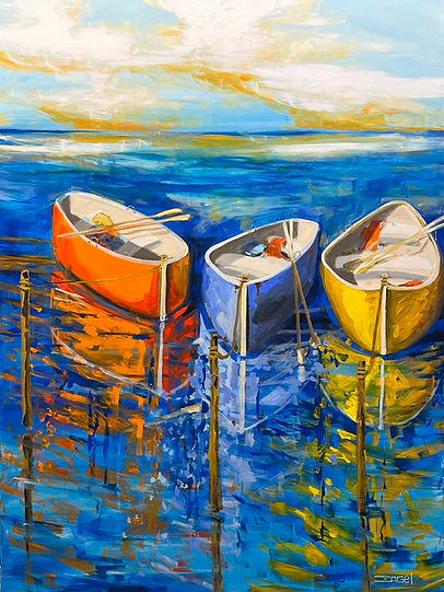 Three Colorful Boats 48x36.jpeg