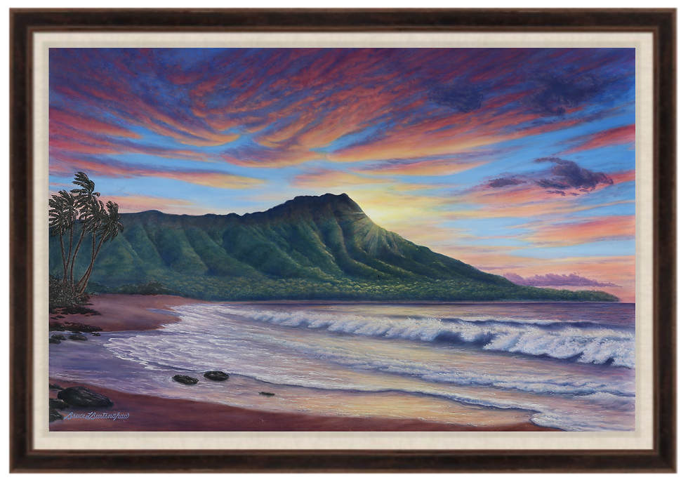 Thumbnail: Diamond Head Tranquility - 36" x 24" Original Oil Painting