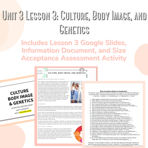 Unit 3 Lesson 3: Culture, Body Image, and Genetics | NYM Health Teacher